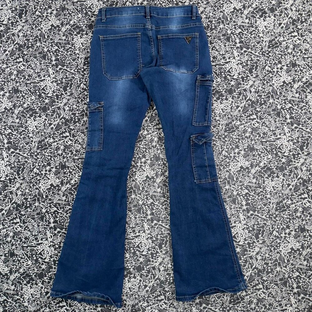 Celebrity Ace dark wash cargo flare jeans 7/28